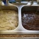 Hand washing alpaca yarn.