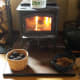 Dryer balls drying by the fire.