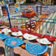 Tractor seats and bleachers surrounding the stage