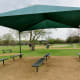 Plenty of benches as well as covered pavilions at the Millie Bush Bark Park