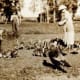 Feeding the turkeys at my great aunt and uncle's farm in North Dakota in the early 1900s.