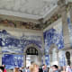 Wall tiles in the entrance hall of Estacao Sao Bente.