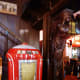 Old jukebox and carved wooden sculpture