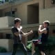 Here you see the start of the Front Kick, as the knee is raised