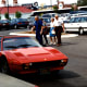 View of his car outside the theater