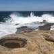 When the weather is stormy, the water explodes from all the blowholes.