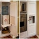 water cooler tucked behind wood cabinets - hidden filtered water