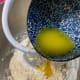 Pour in the melted butter.