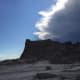 Dad makes it to the top first as cloud rolls in