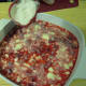 Add flour/sugar mixture to top of raspberries.