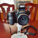 This stand provides a solid but adjustable mounting point for a digital camera