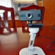 A webcam can be mounted to this stand