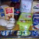 Some of the ingredients: eggs, flour, baking powder, margarine, 80% chocolate bar, chocolate powder, whip cream, cherries and Sugar.