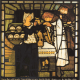 One of a set of 13 stained glass panels designed by Rossetti and commissioned from Morris, Marshall, Faulkner & Co. by Walter Dunlop for Harden Grange near Bingley Yorkshire. 1855