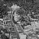 Hot Springs, looking north. Bathhouse Row is on right where Central Avenue widens. Published circa 1924.