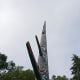 View of the totem pole from the bottom looking up.