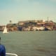 Alcatraz Island on view from a ferry boat