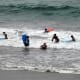 School bodyboard lesson off Playa de las Canteras.