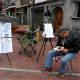 Caricature artist at work, Playa de las Canteras.