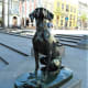 Dog statue in Plaza de Santa Ana.