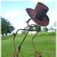 Metal sculpture in the backyard