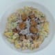 Potato and chickpea salad is spooned around turnip and sausage salad