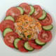Turnip and carrot salad is carefully plated