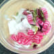 Shaved turnip, beetroot and salad leaves