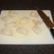 Cod loin fillet is cut in to goujons