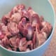 Chicken gizzards with the yellow lining removed and cleaned