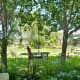 Pretty landscaping amidst the plants & other items for sale.