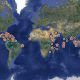 Nesting locations of the Hawksbill turtle