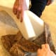 Fold the foam to smoosh it inside.