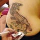 Close-up of a Thai tiger tattoo
