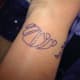 The tattoo stencil applied to the skin.
