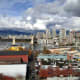View of downtown and Granville Island (and more) from the Granville Bridge.