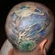 a colorful head tattoo