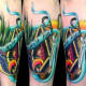 Color Tattoo of a Coffin and Scissors