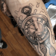 Clock with flames.