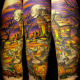 Haunted house tattoo.