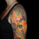 Leaves on the shoulder.
