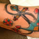 Old school styled anchor and flowers