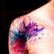 Armpit tattoo with an amazing splash of colour