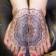 Lovely design where two feet meet to make a full design.