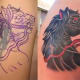 Black ink covers all indiscretions, a good use of a harsh colour.