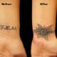 Using the same colour but darker has make this tattoo hide behind the new tattoo.