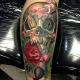 Skull tattoo on forearm
