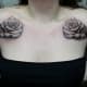 Roses on shoulders.