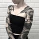 Black and white Japanese snake tattoo by Lupo Horiōkami.