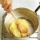 Appearance of choux pastry after beating in the flour.